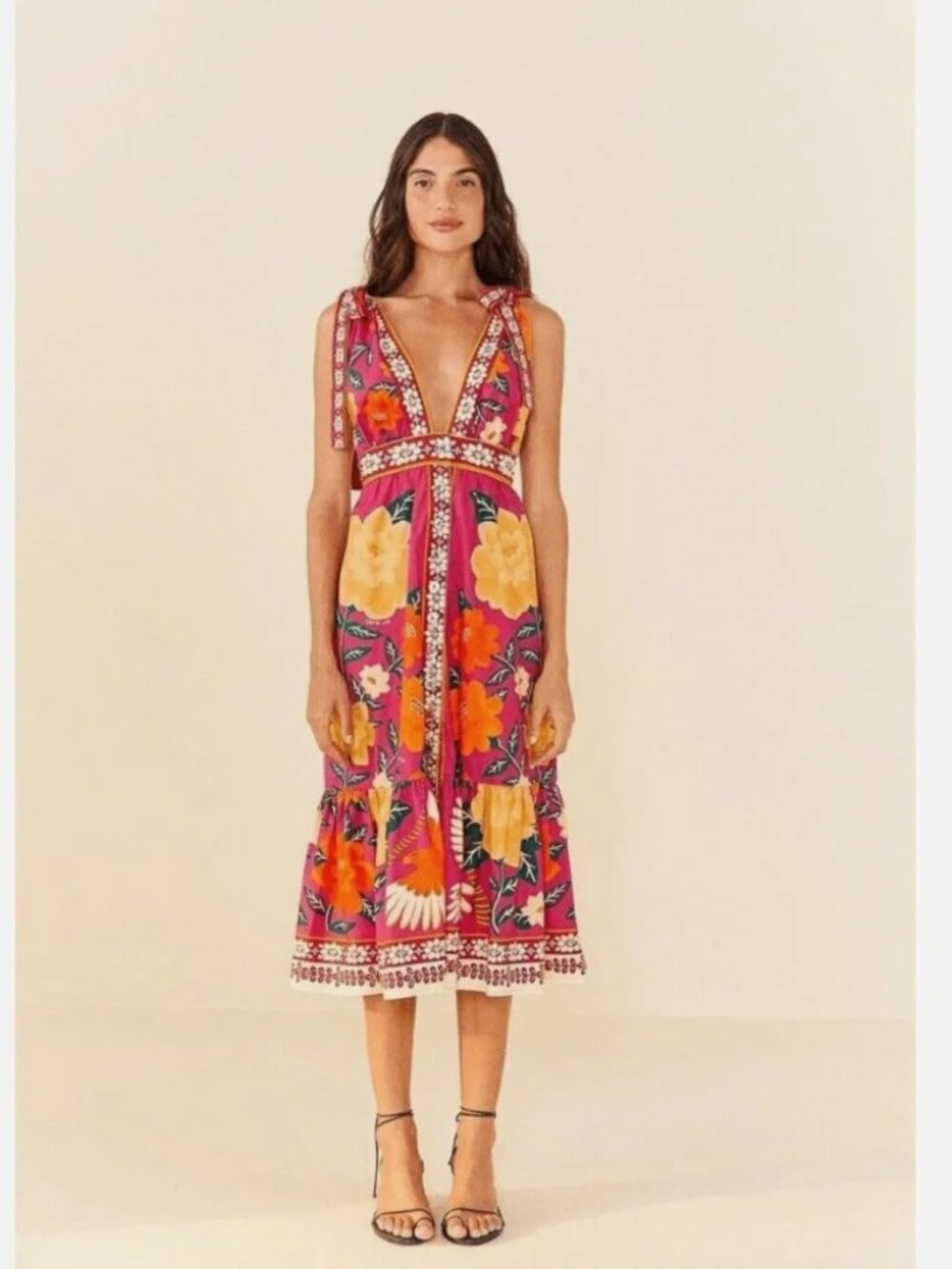 NWT FARM Rio Flower Tapestry Midi Dress Size S